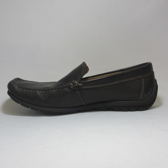 Ecco Driving Loafer Brown Pebbled Leather Moc Toe